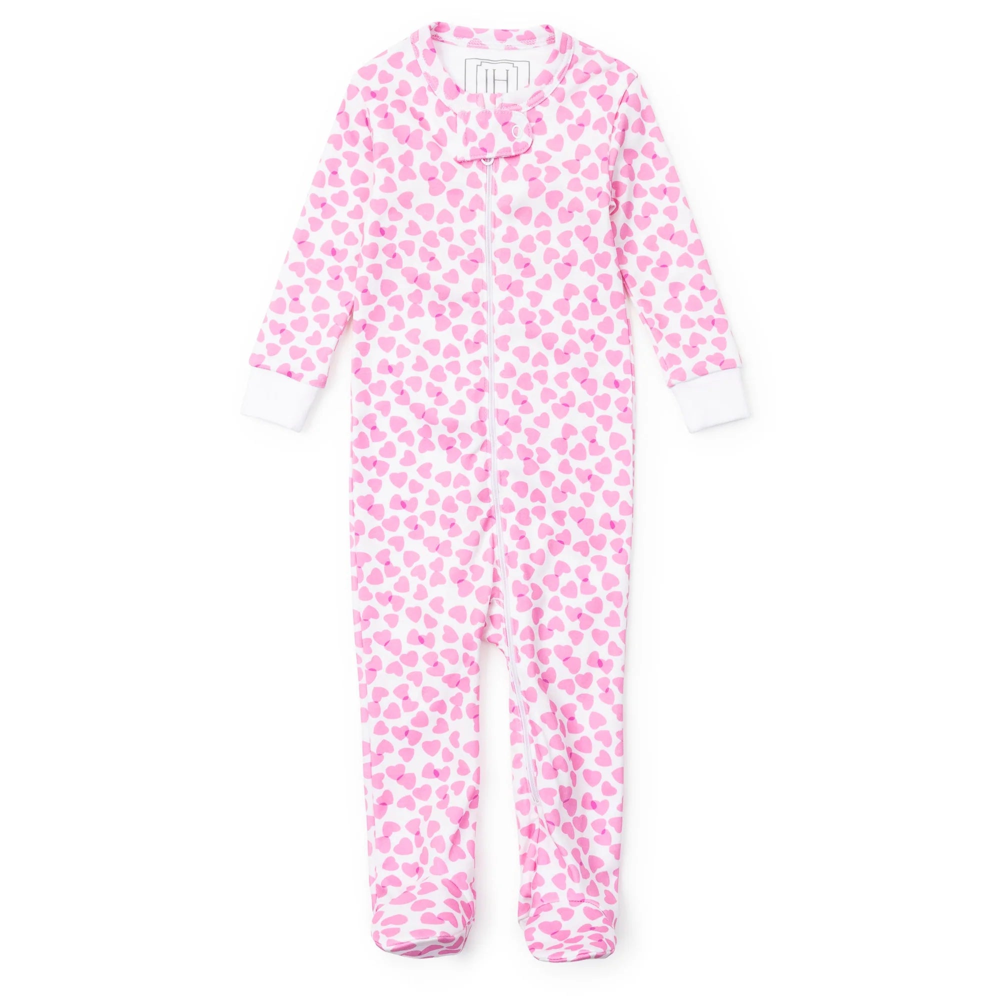 Parker Girls' Pima Cotton Zipper Pajama _Confetti Hearts Pink