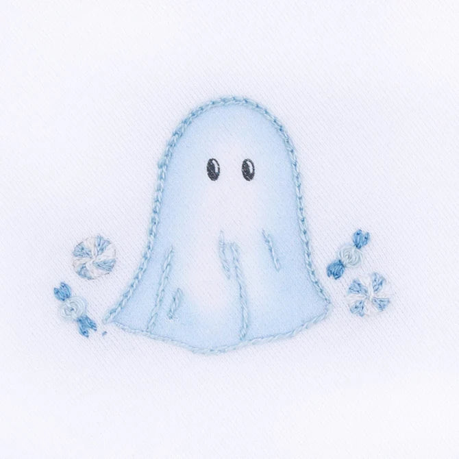 Boo Crew! Applique Light Blue Zipper Footie