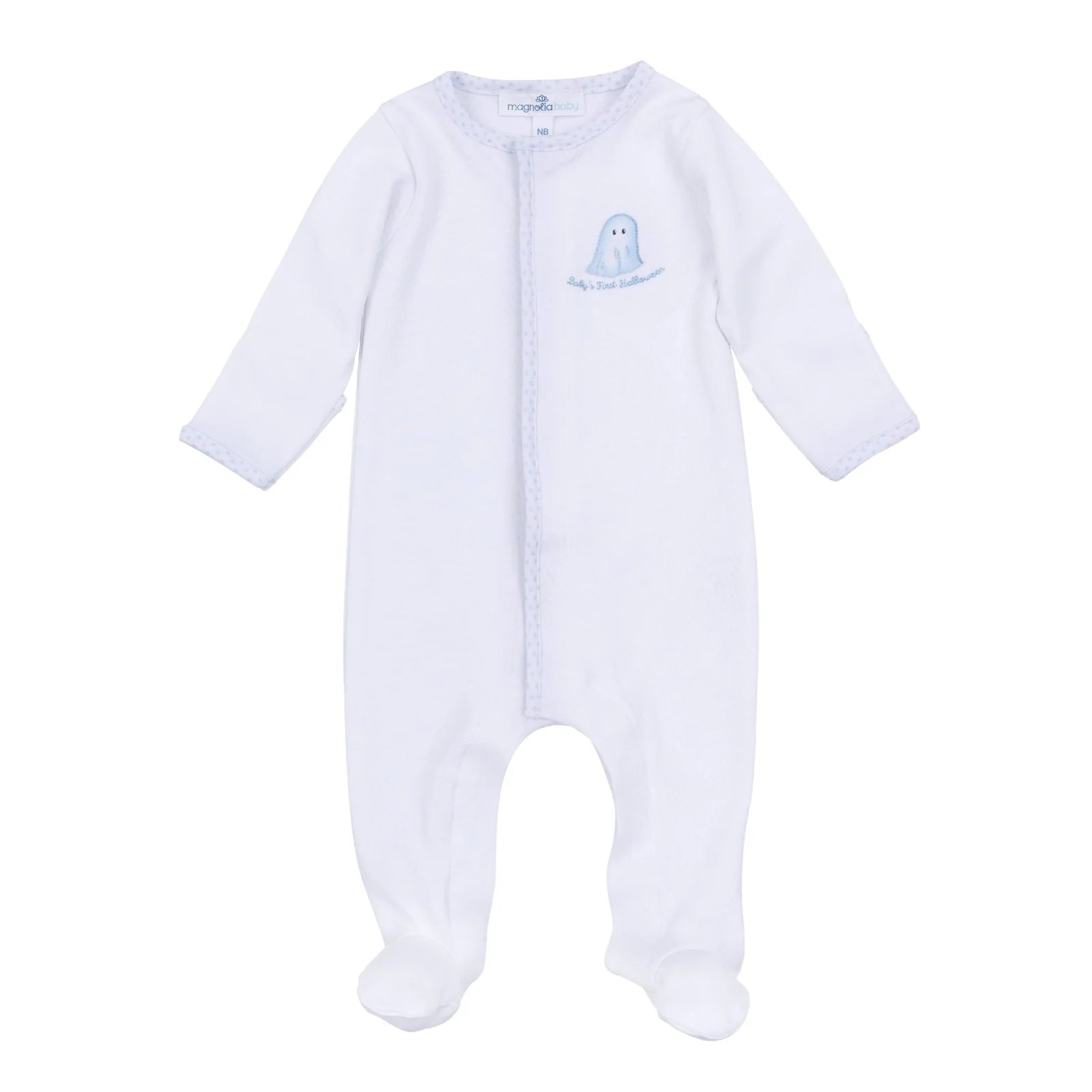 Boo Crew! Applique Light Blue Zipper Footie