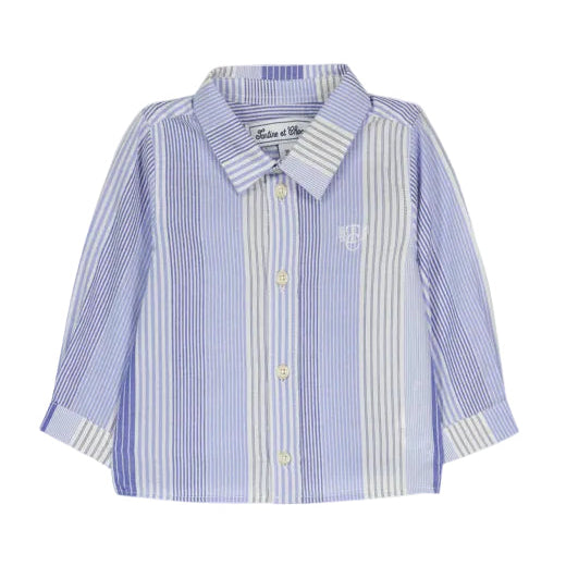 Blue Striped Boys Dress Shirt