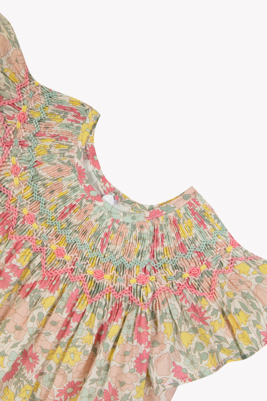 Girls Liberty Print Smocked Dress Citrus