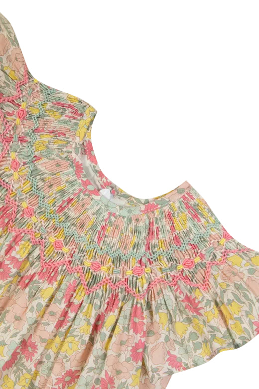 Girls Liberty Print Smocked Dress Citrus