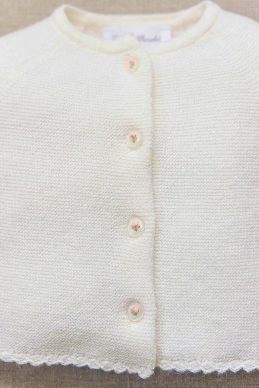 Baby LS Knit Cardigan White F26