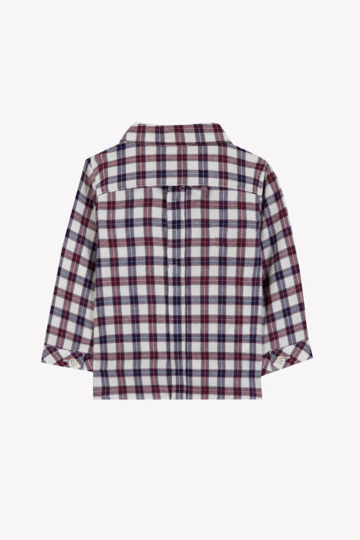 LS Collared Shirt Burgundy Blue Check Multi F26