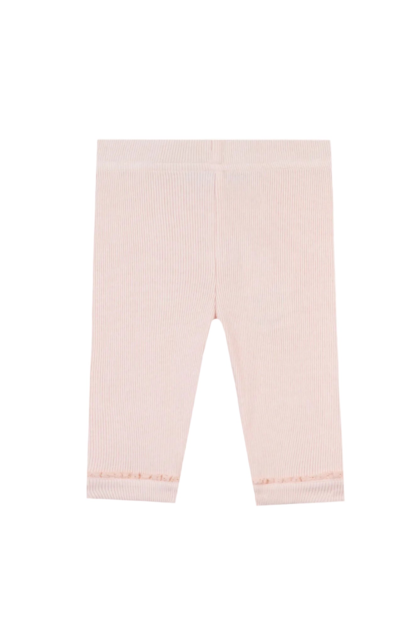 Light pink ribbed leggings on a white background