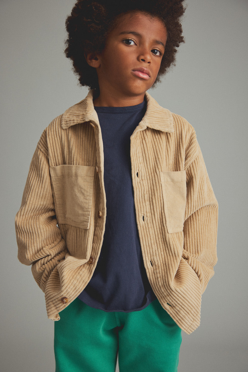 Wide Wale Corduroy Overshirt Stone F26