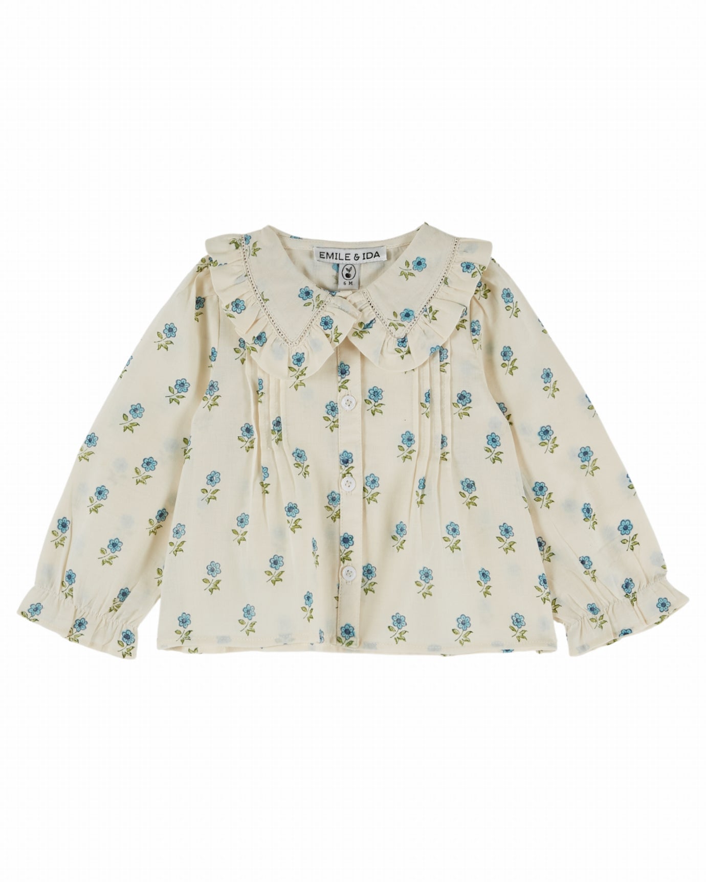 LS Collared Blouse Blue Floral Block Print F26