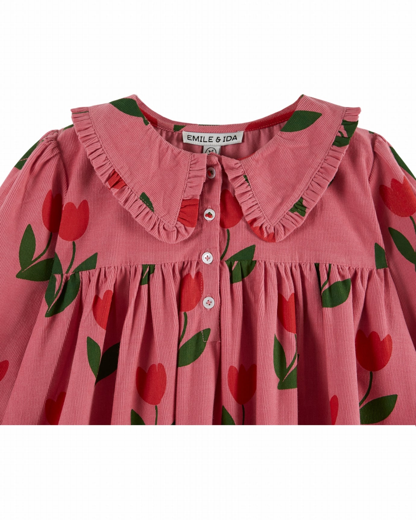 Ruffle Collared Dress LS Tulip Print F26