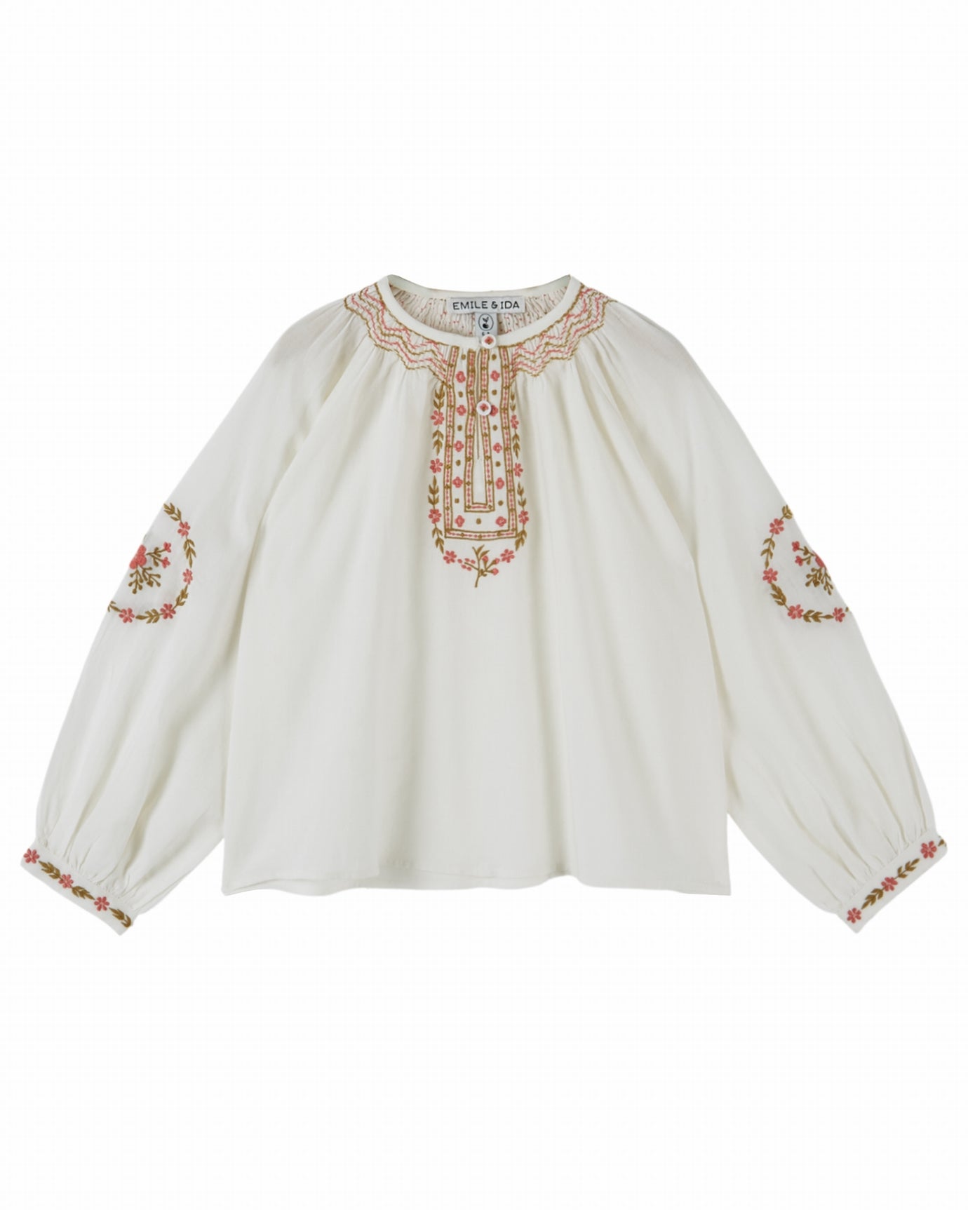 LS Blouse with Embroidery details White F26