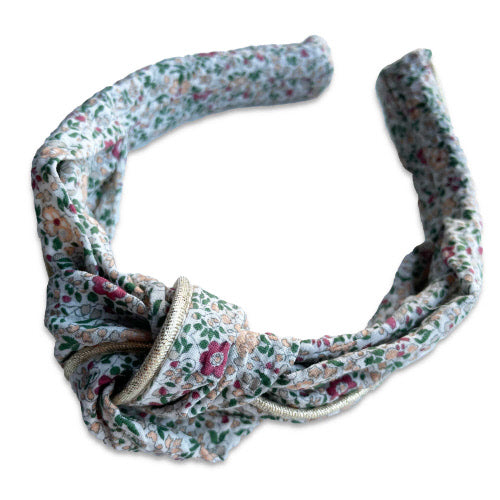 Gold mini flowers knotted headband - Burgundy