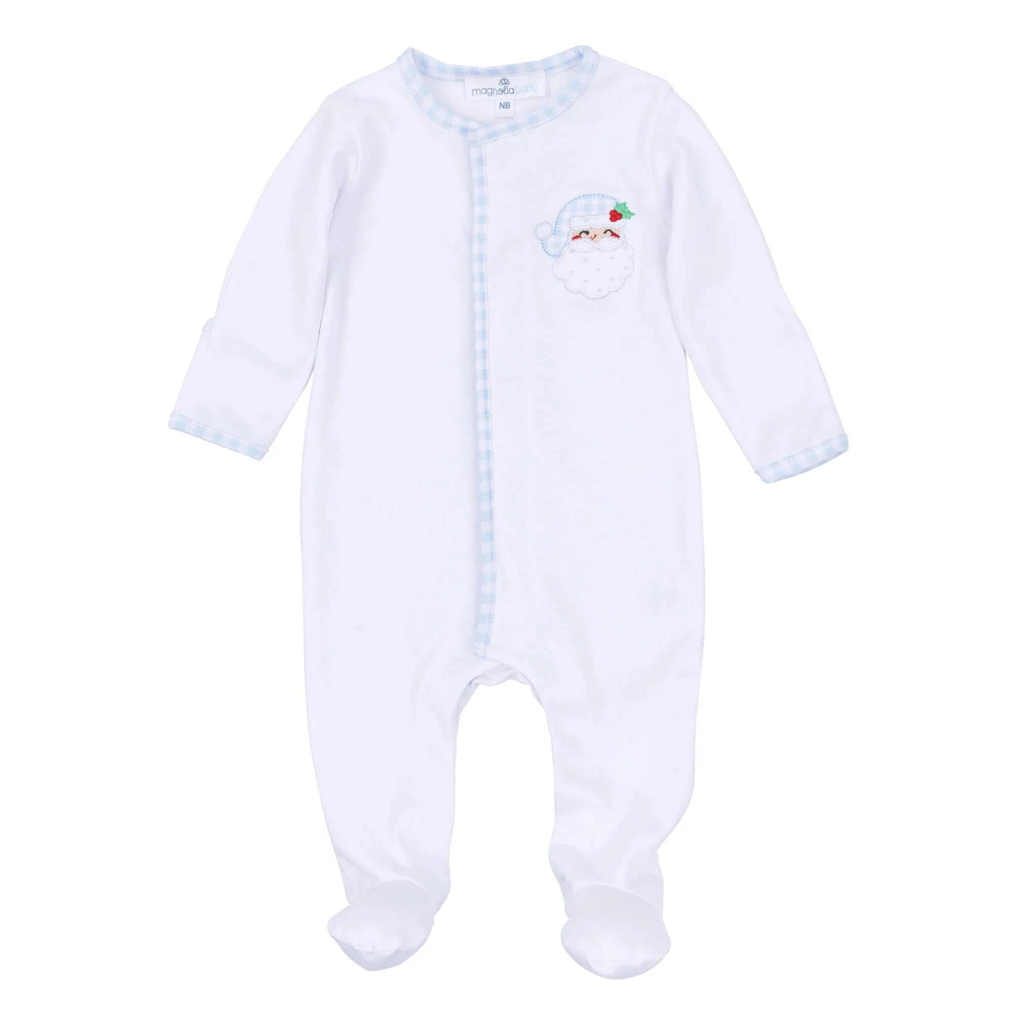 Sweet St Nick Applique Footie - Light Blue