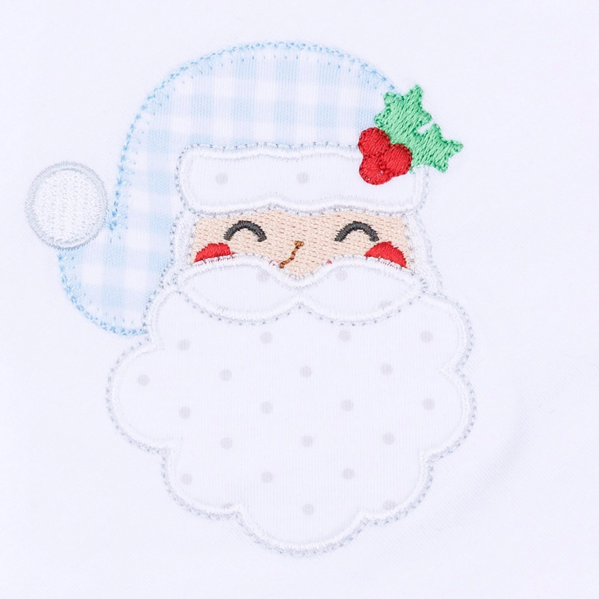 Sweet St Nick Applique Footie - Light Blue