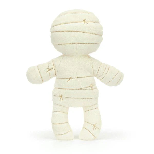 Back view of Jellycat Mummy Bob 13-Inch Halloween Plush Toy - featuring the adorable mummy character with soft textured fabric, perfect for all ages.