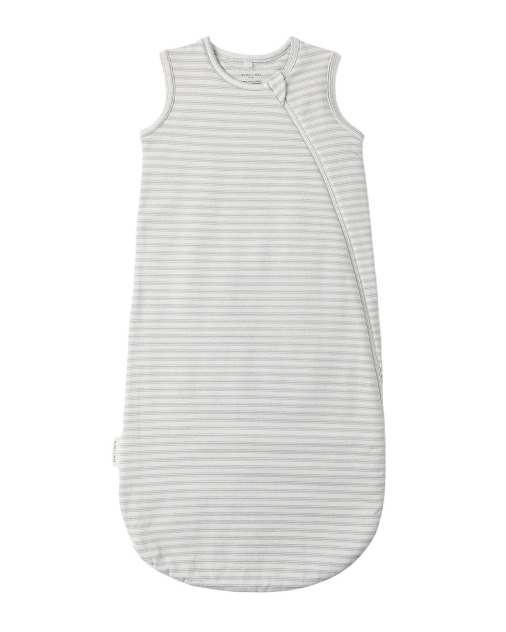 Striped baby sleeping bag on a white background