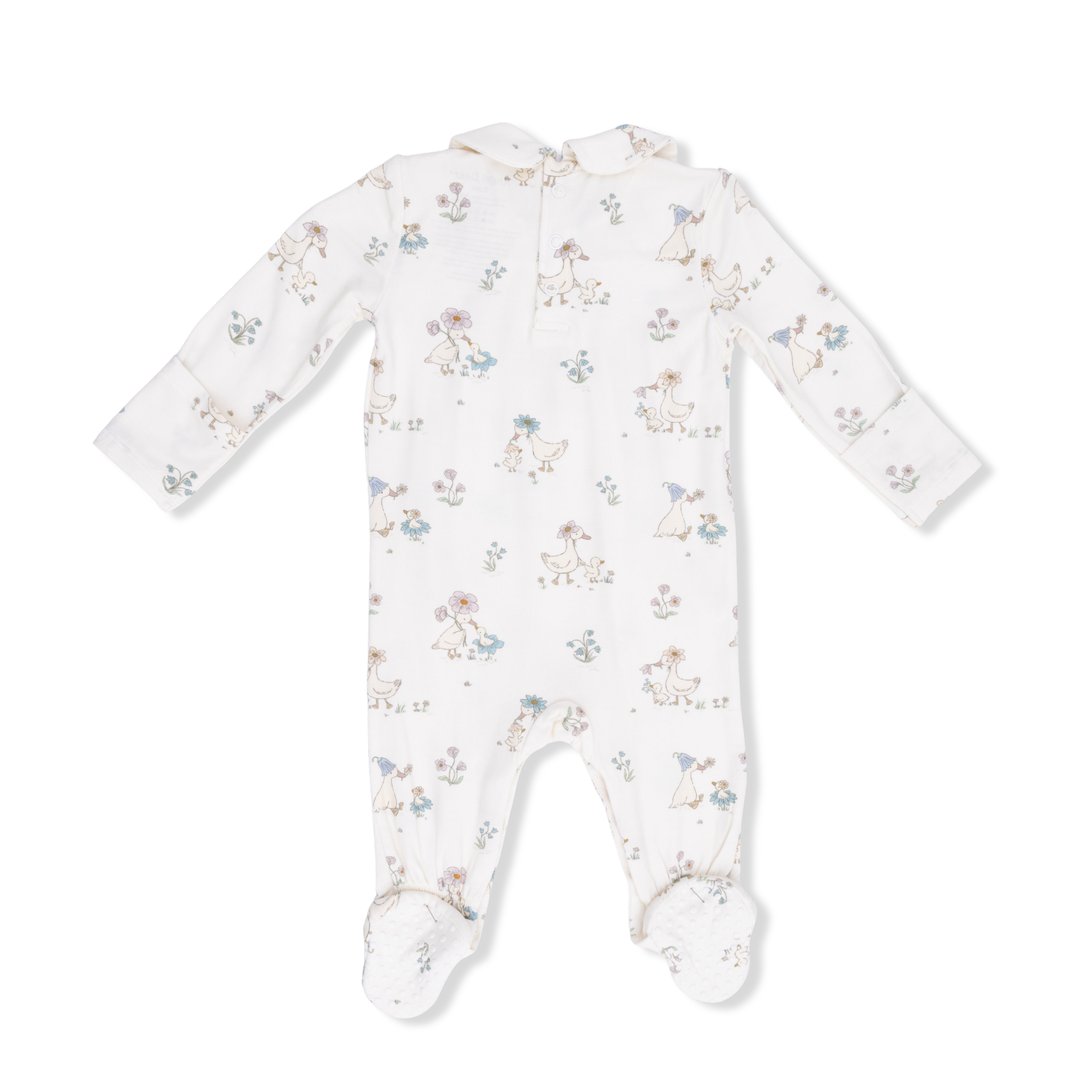 Flower Ducklings- Smocked Peter Pan Snap Footie