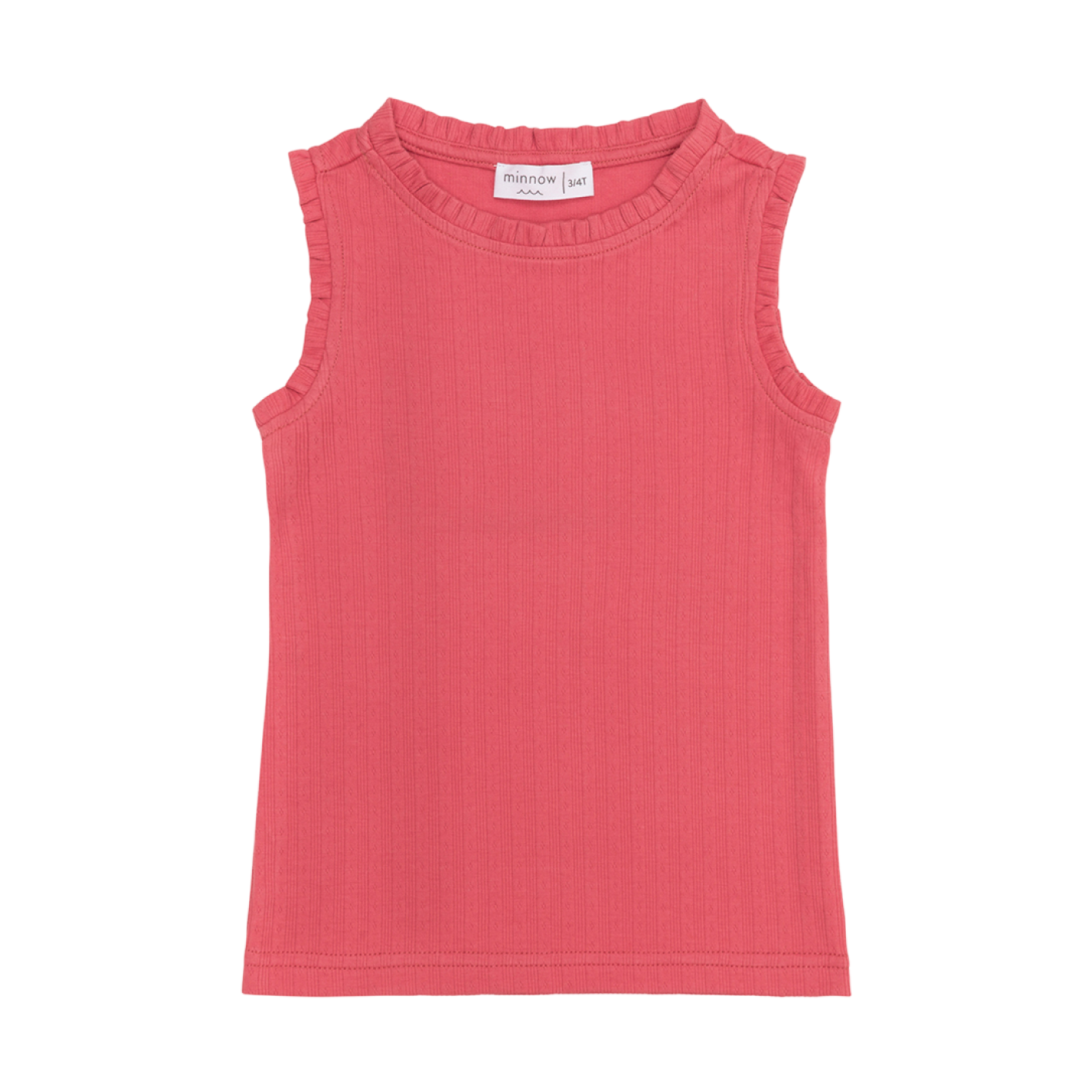 Girls Poppy Red Pointelle Ruffle Tank