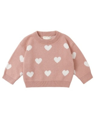 Heart Knit Sweater Pink