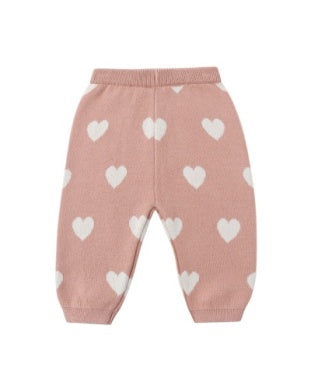 Heart Knit Pants Pink