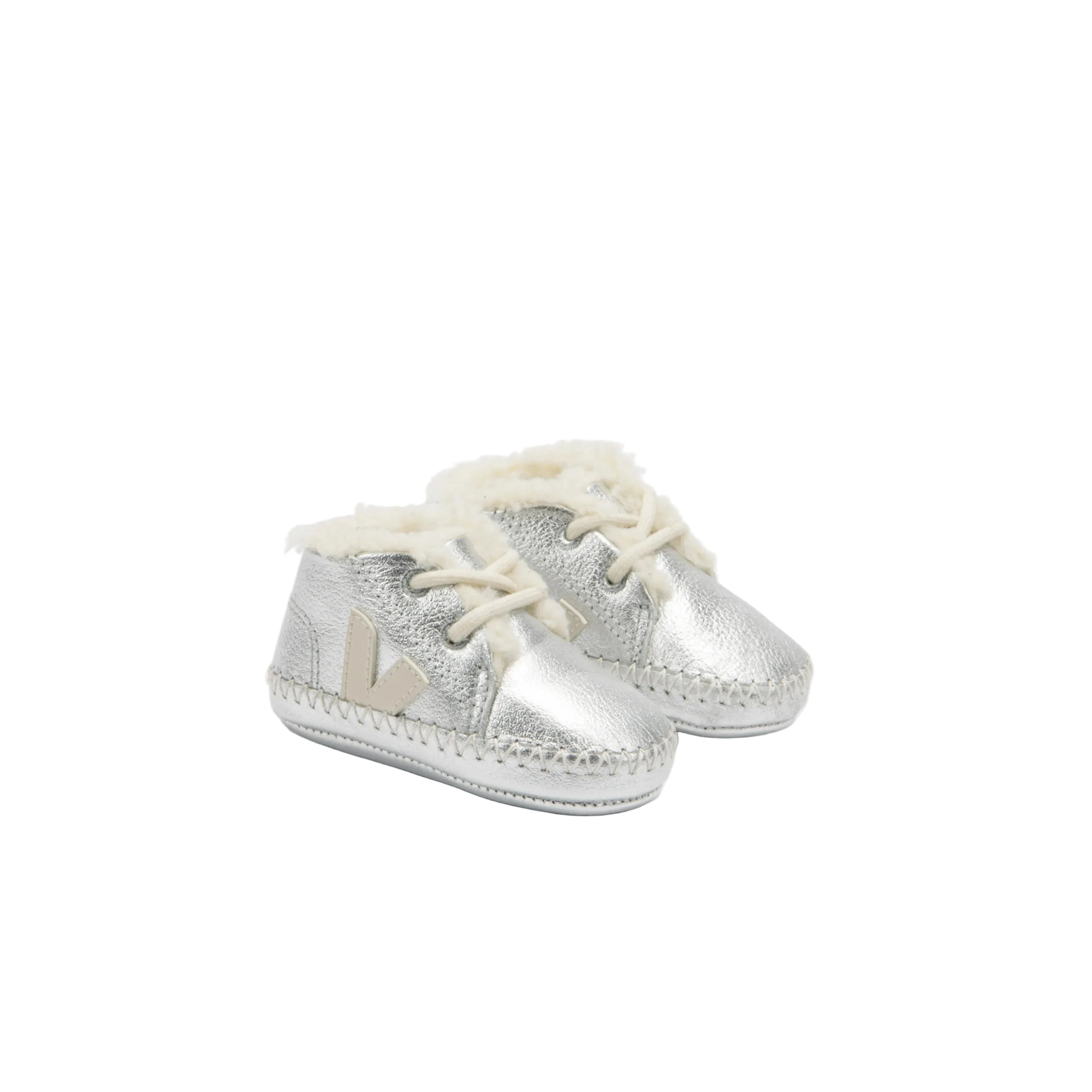 BABY FURED LEATHER SILVER PIERRE