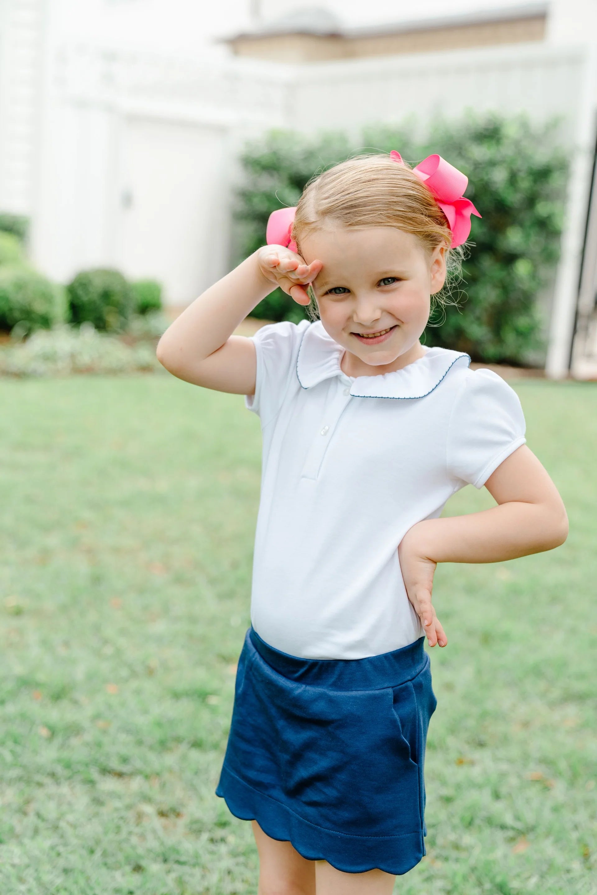 3/4 Sleeve Shirt w/ Navy Trim F26