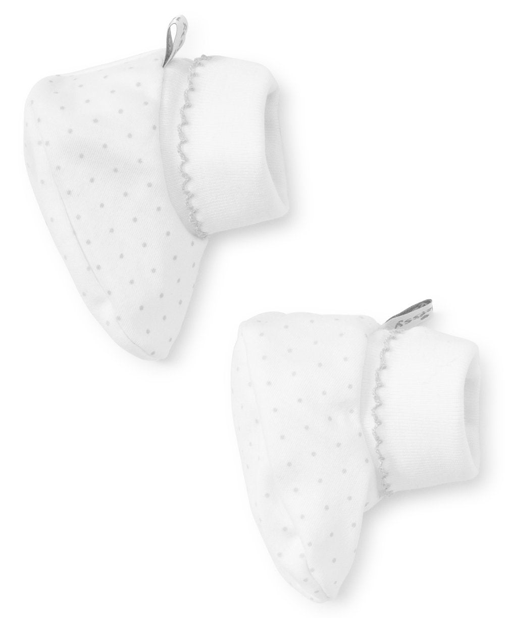 White/Silver New Kissy Dots Print Booties