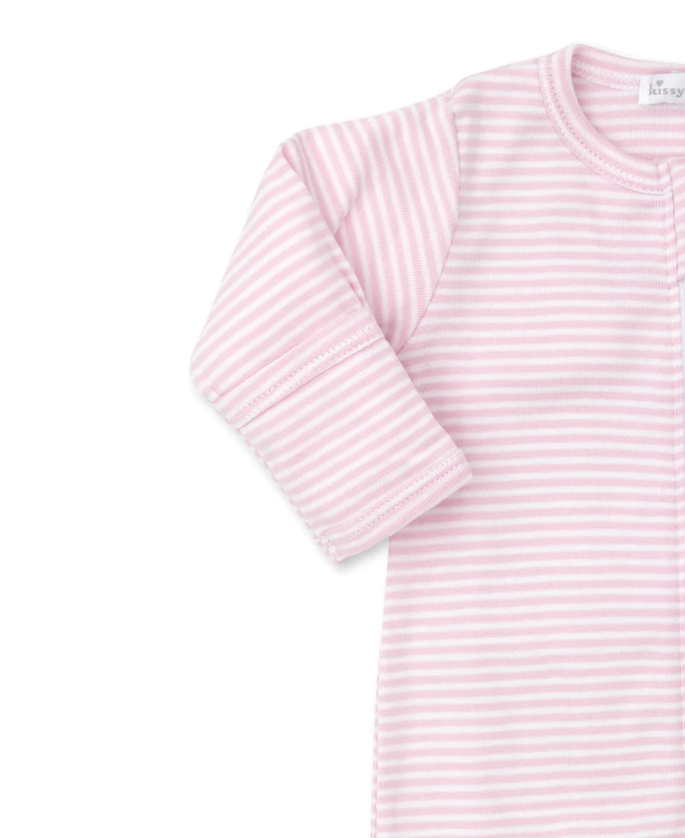 Classic Rib Pink Stripe Zip Footie