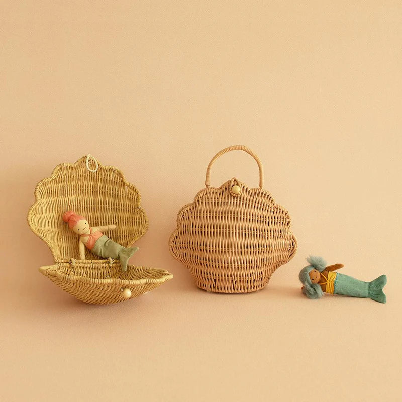 RATTAN SHELL BAG rose