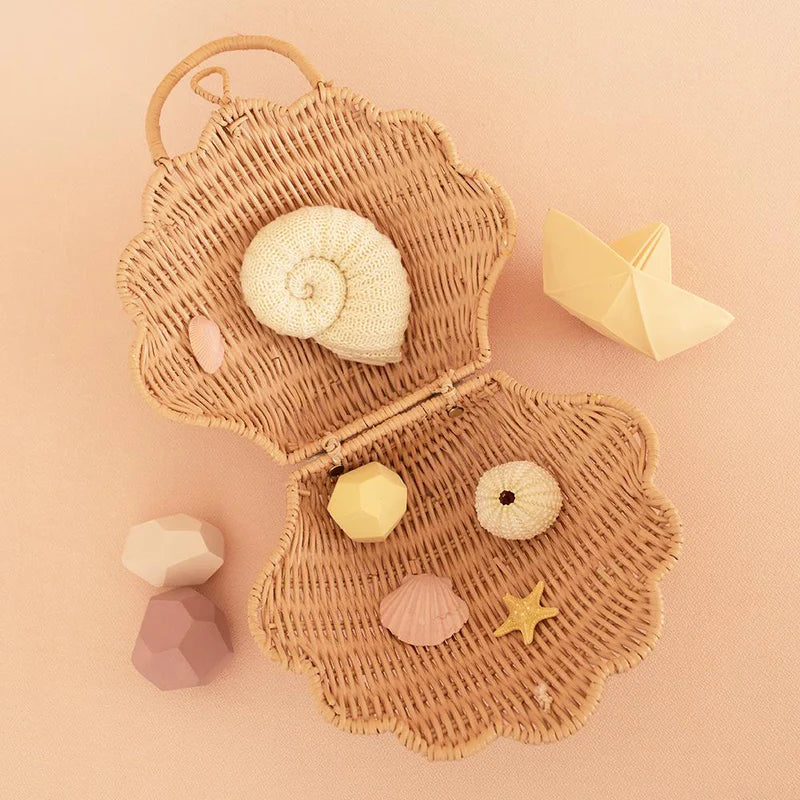 RATTAN SHELL BAG rose
