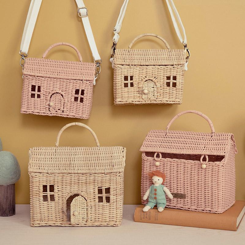 RATTAN CASA CLUTCH straw