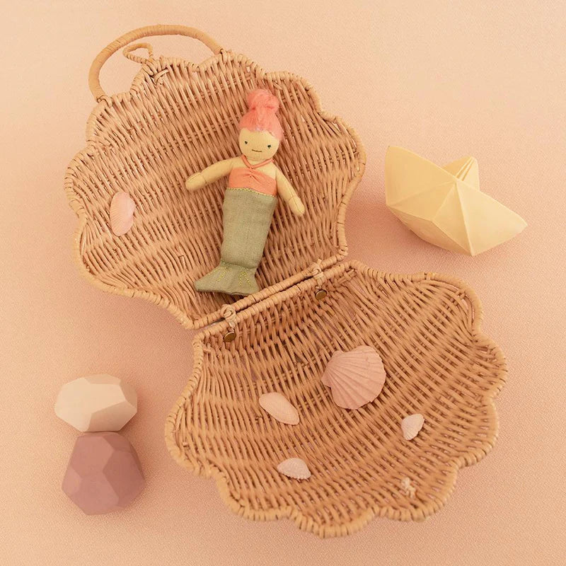 RATTAN SHELL BAG rose