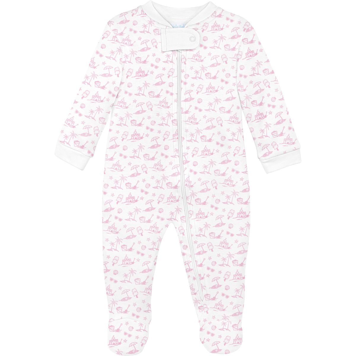 SUMMER DOODLES – ZIPPER FOOTIE in Pink