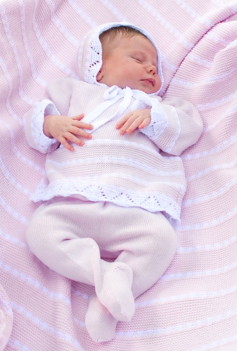 Baby Stripe Layette 2pc Set Girl Pink F26