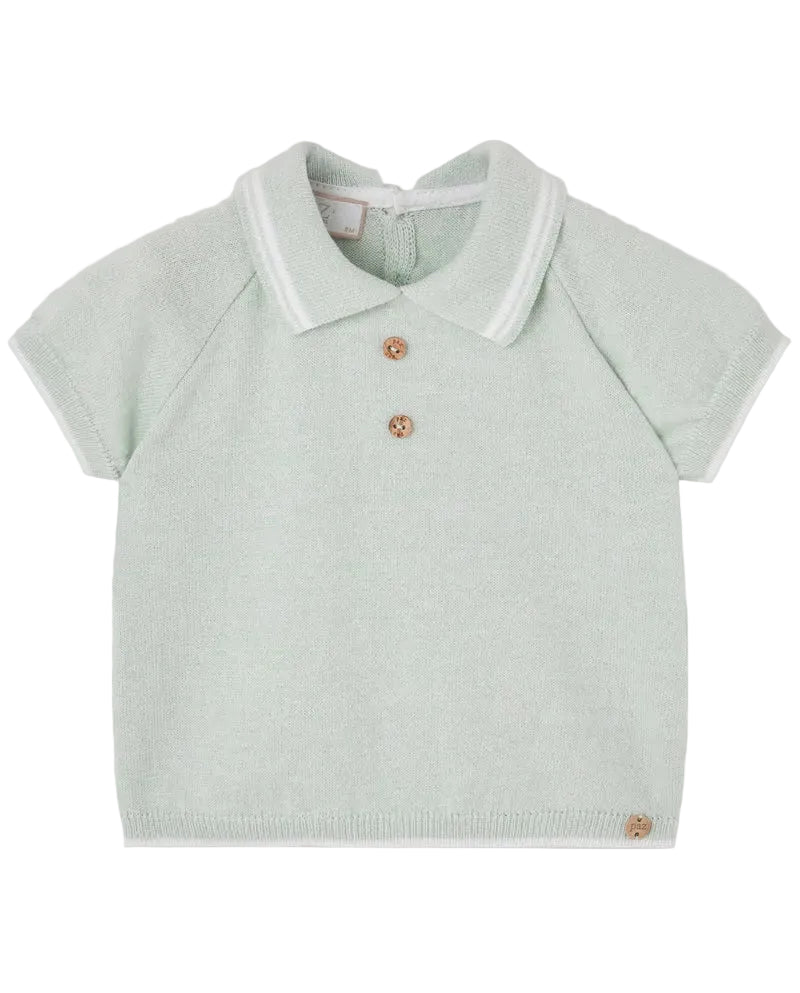 Knit Polo Shirt and Shorts Water Green