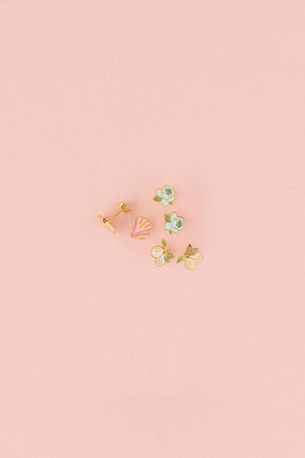Pink Seashell Stud Earring - Hypoallergenic, Flat Back, Girl