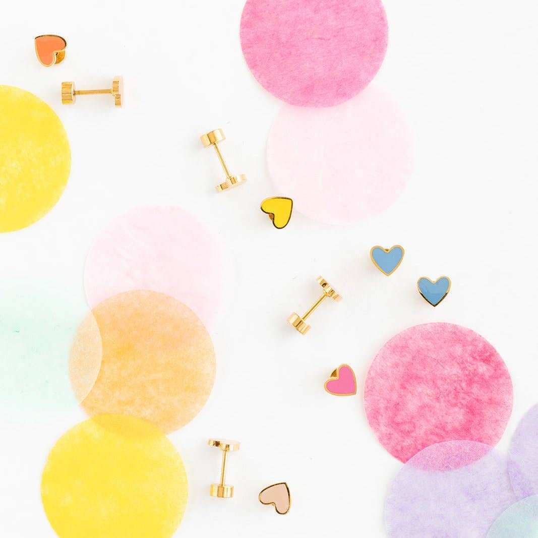 Enamel Heart Earring in Neutral