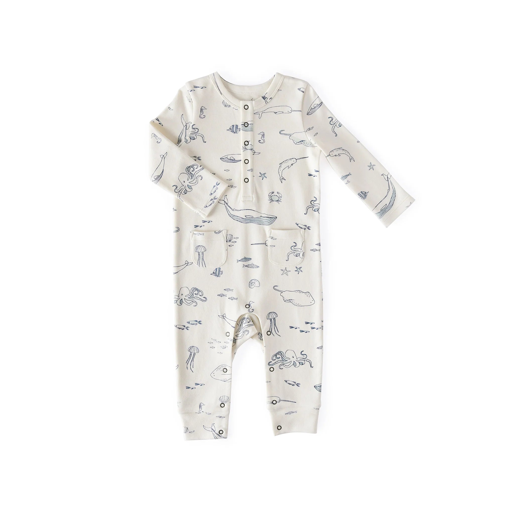 Henley Patch Pocket Romper Life Aquatic