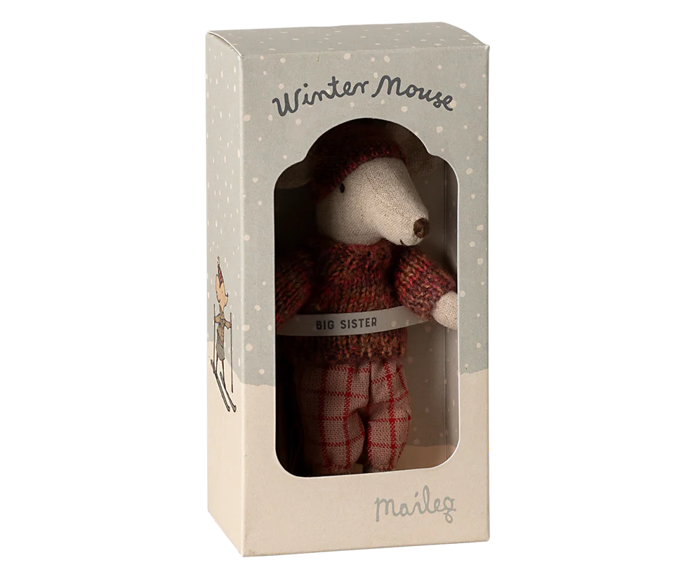 Winter mouse with ski set, Big sister - Rose
