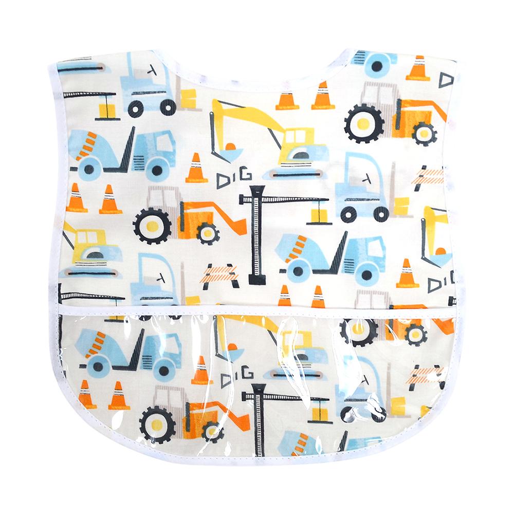 An elegant 3 Marthas Laminated Bib featuring small flower motifs on a white background. Ideal for maintaining cleanliness during mealtime, it adds a touch of charm. 3 Marthas Laminated Bib in Multiple Colors, 3-marthas, cf-color-blue-gingham.