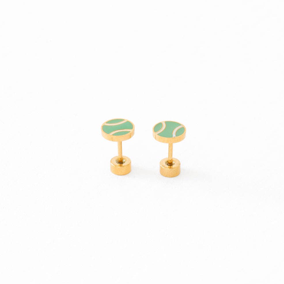 Sports Balls Stud Earrings - Hypoallergenic, Flat Back, Girl
