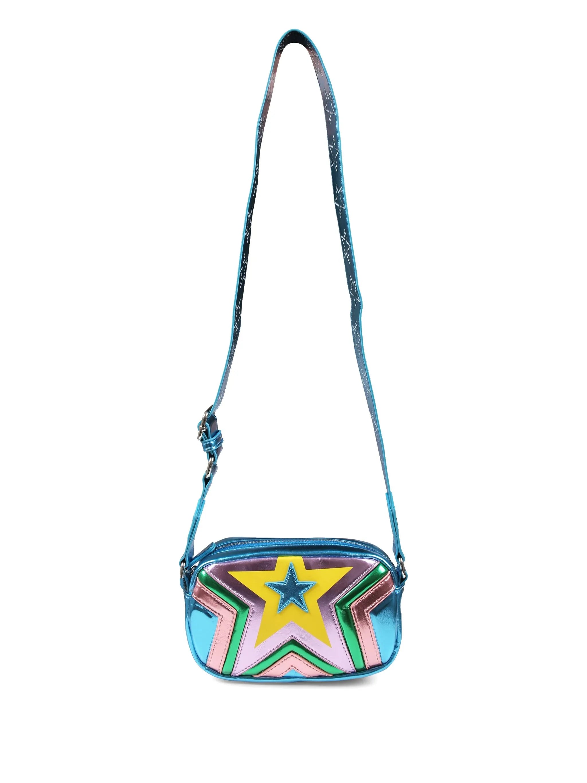 Girl Shoulder Bag with Metallic Multicolor Details
