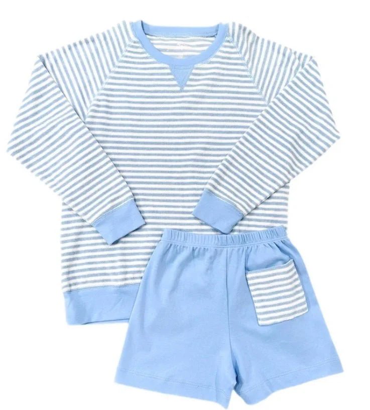 Light Blue Stripe Terrycloth Sweatshirt SS26