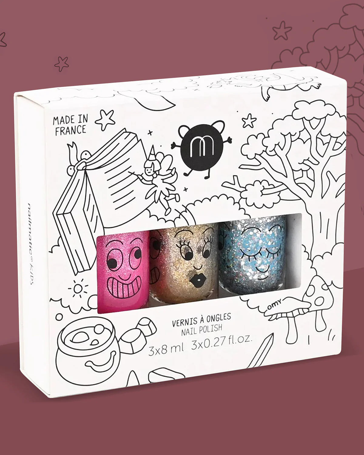 Nail Polish for Kids Set of 3 PINKY AURORA LUNA