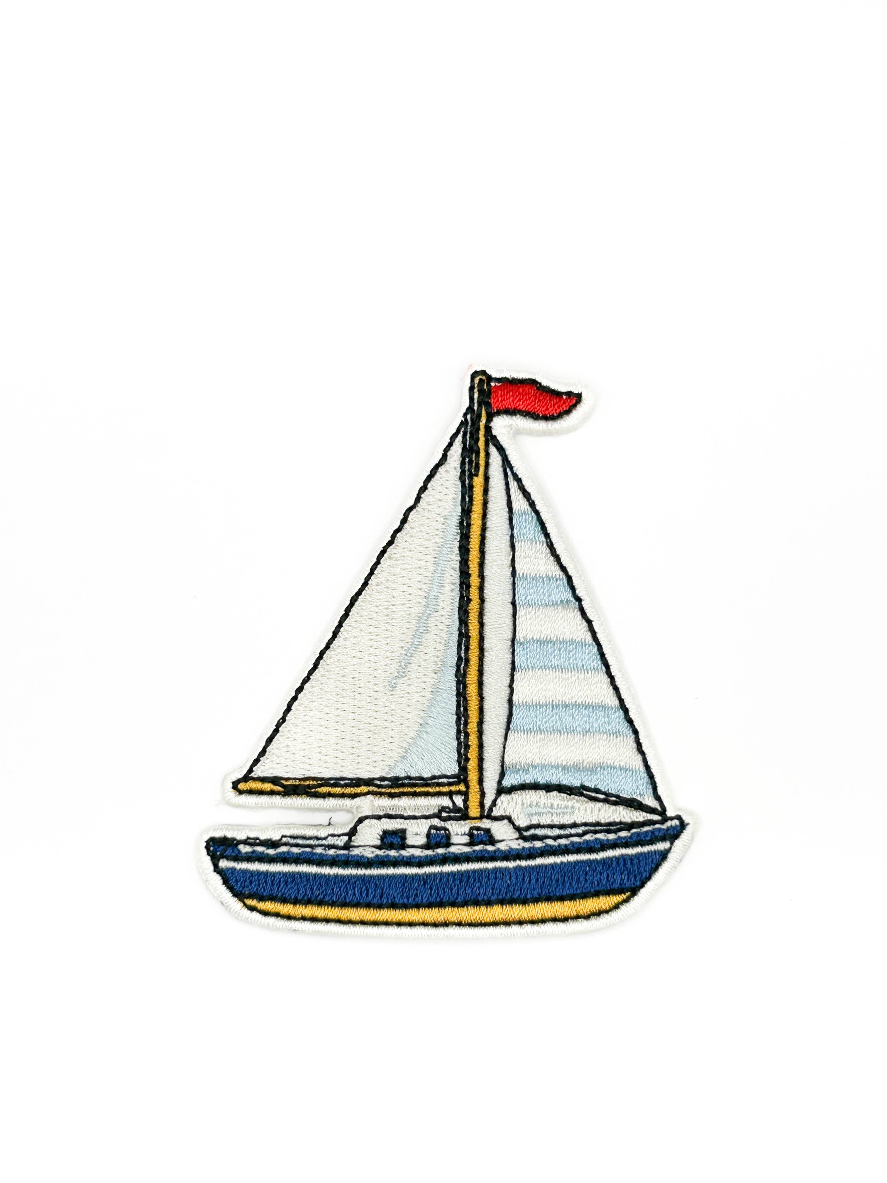 Sailboat Embroidered Patch Nautical Boat Patch Coastal Sail