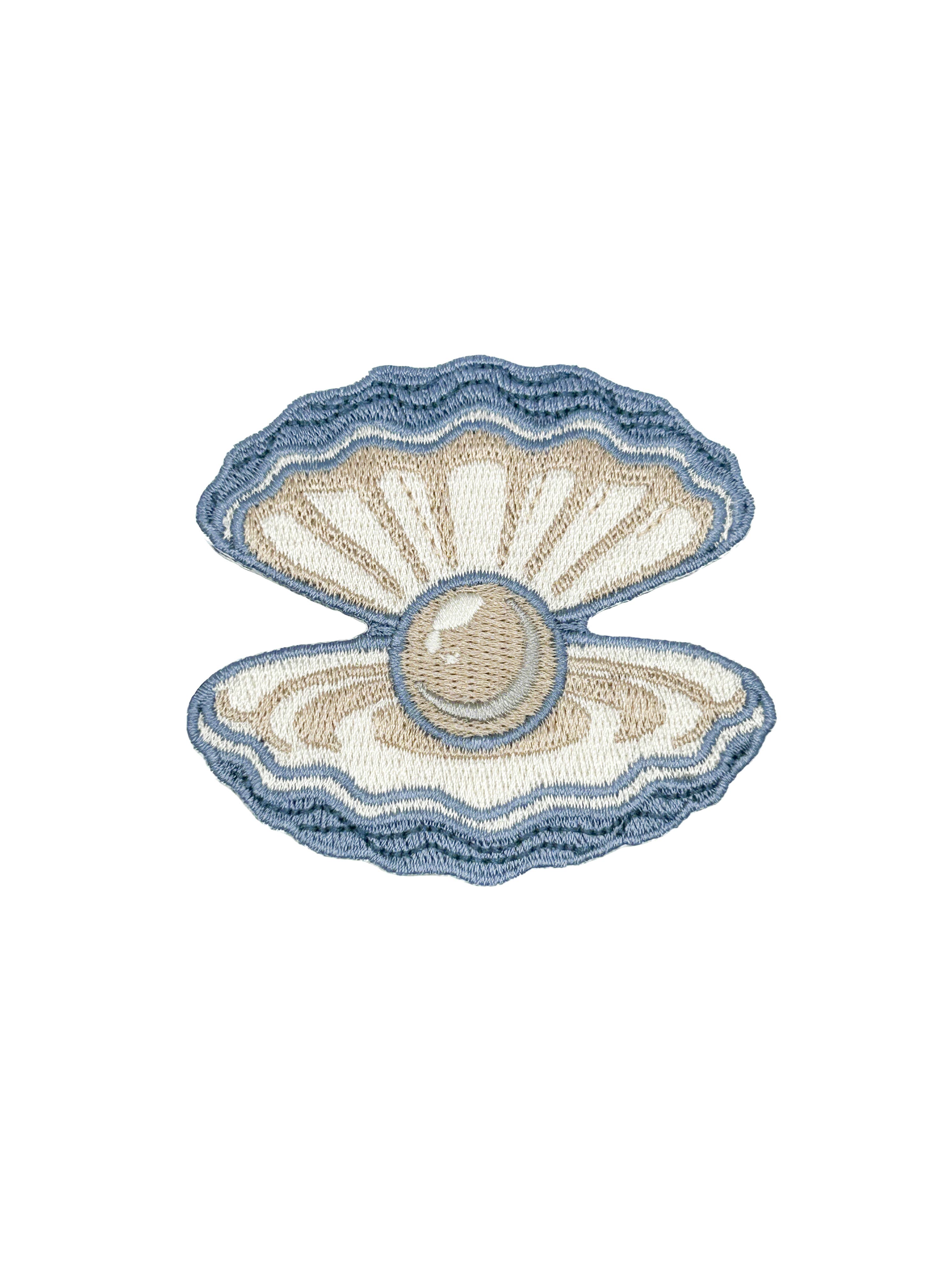 Pearl Oyster Embroidered Patch Coastal Shell Patch Nautical