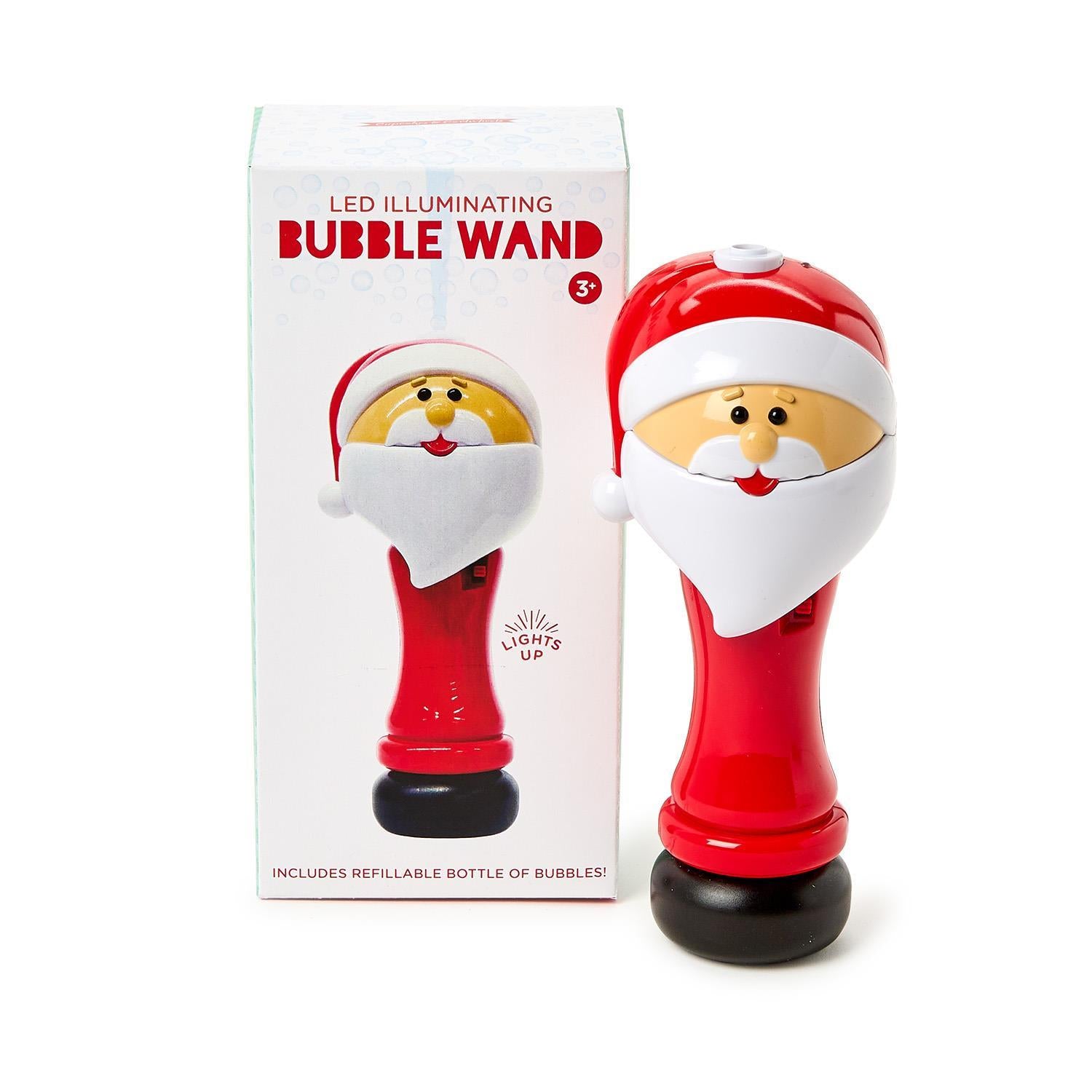 Santa Illuminating Bubble Blower Wand with Refillable Solution in Gift Box