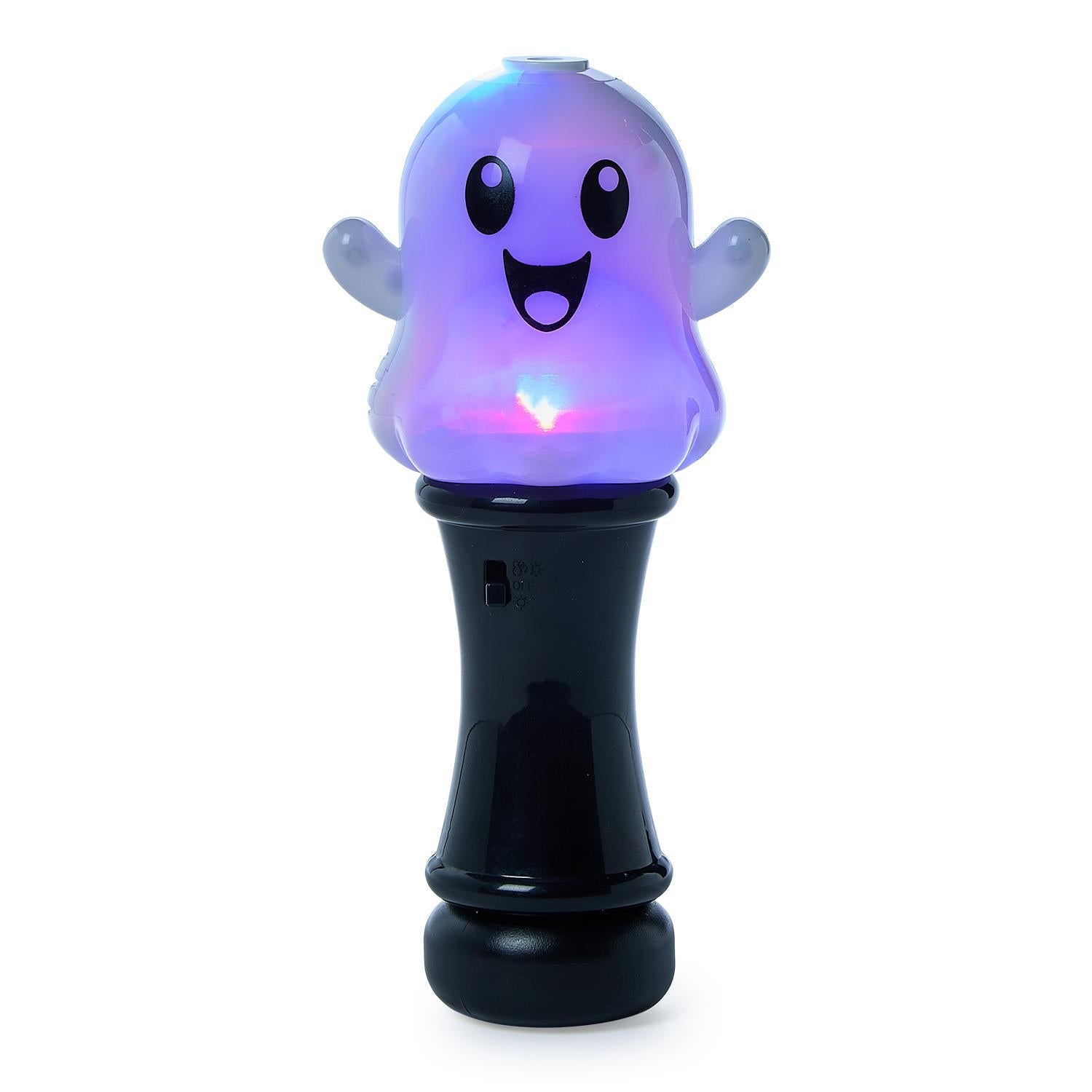Glow in the Dark Ghost Illuminating Bubble Wand Blower with Refillable Bottle and Solution in Gift Box