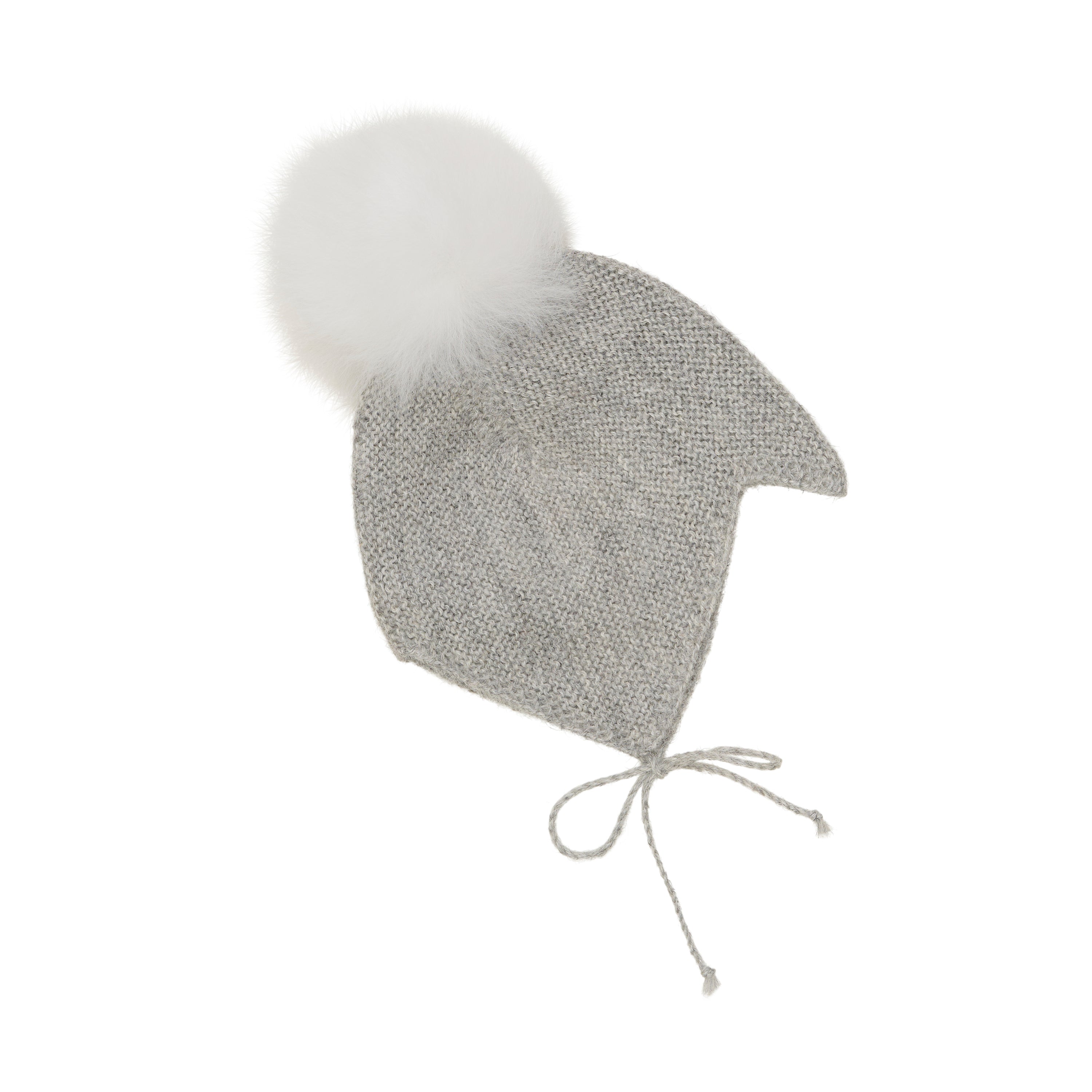 Bonnet Wool knot Alpaca PomPom Grey