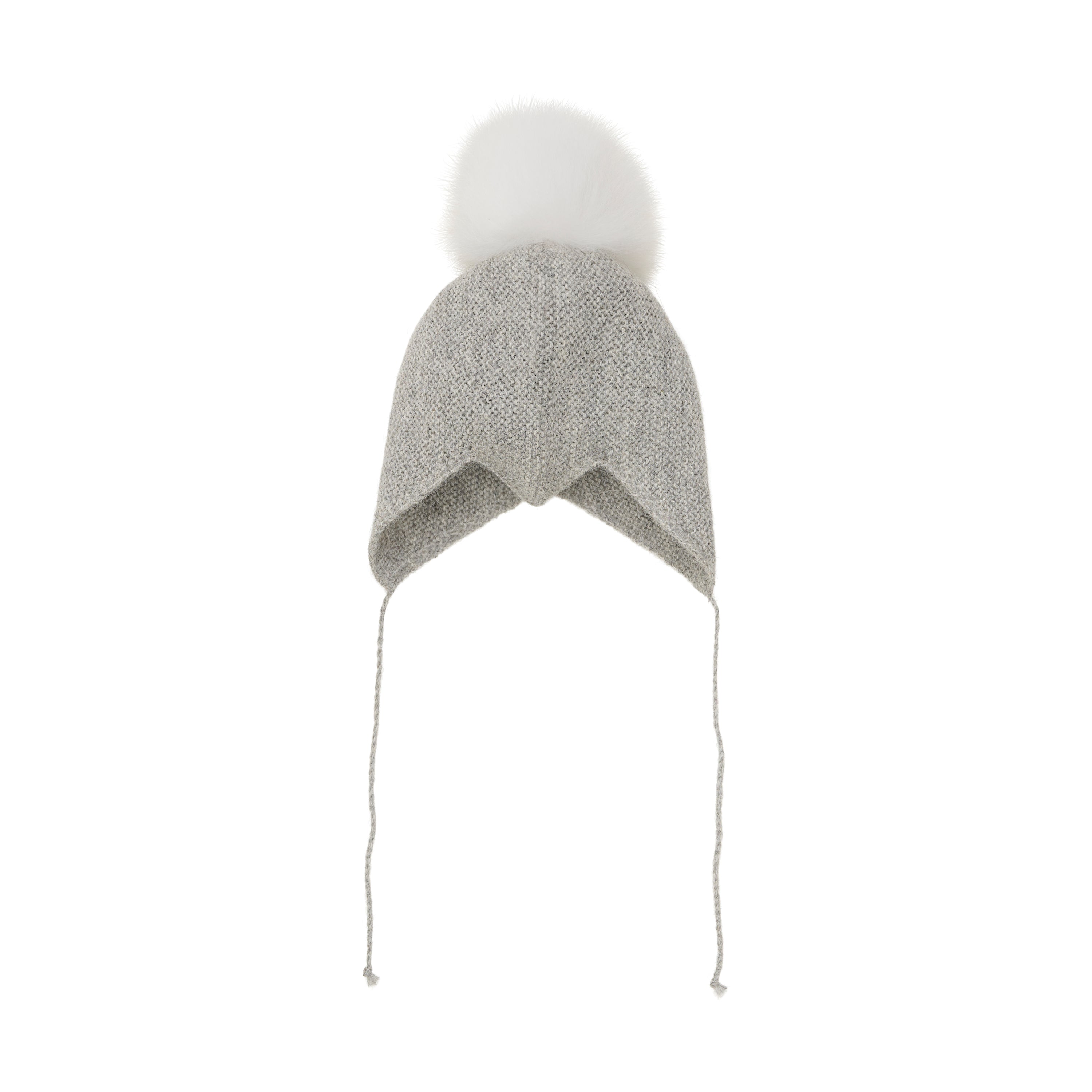 Bonnet Wool knot Alpaca PomPom Grey
