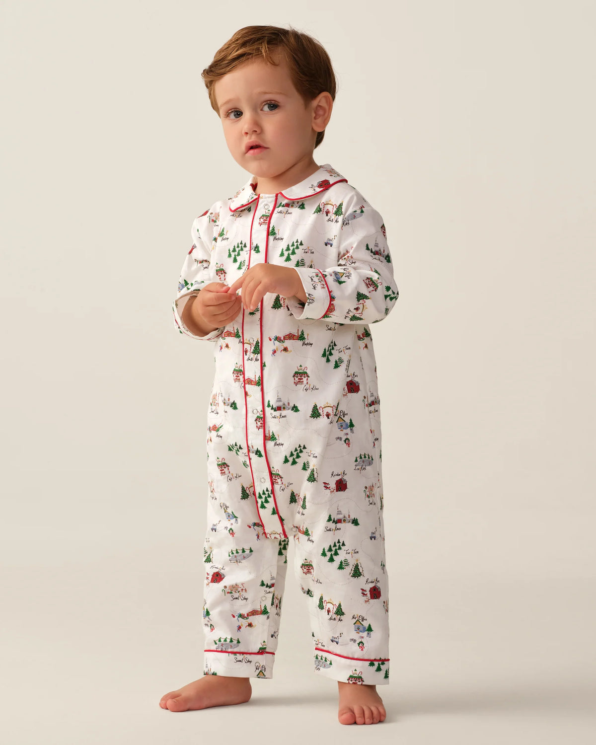 Baby's Twill Cambridge Romper in North Pole Chronicles