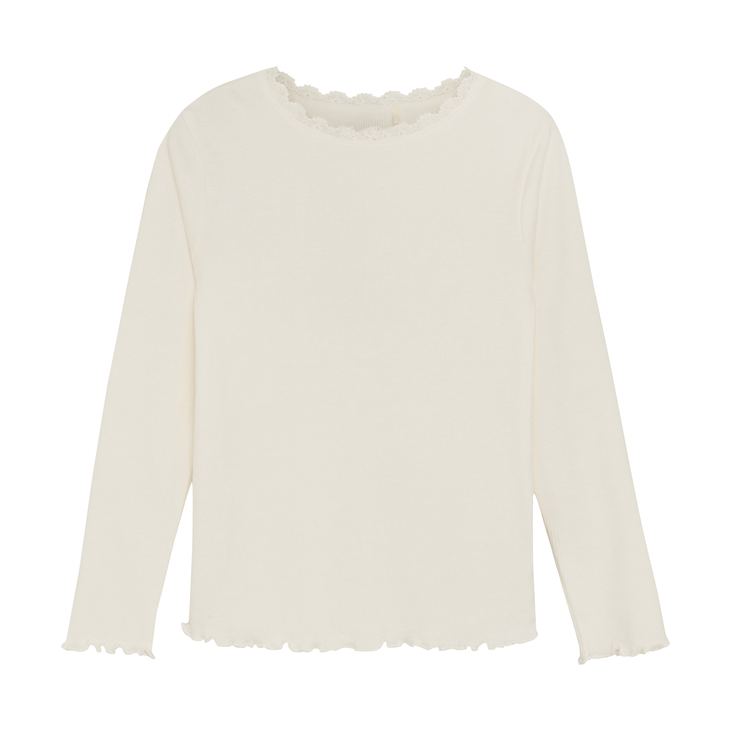 Ribbed LS T-Shirt in Cream